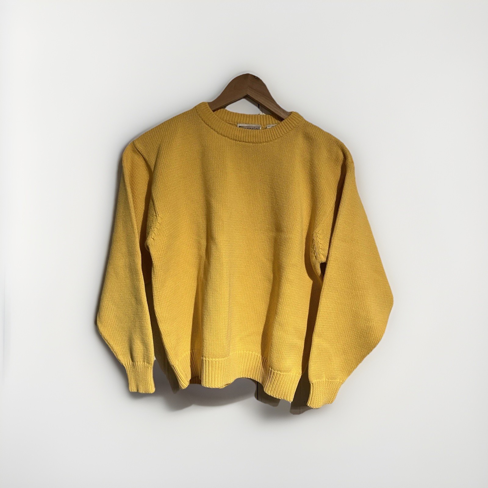 Vintage 80’s Essential Elements Yellow Cotton Crew Neck Sweater Size M Preppy