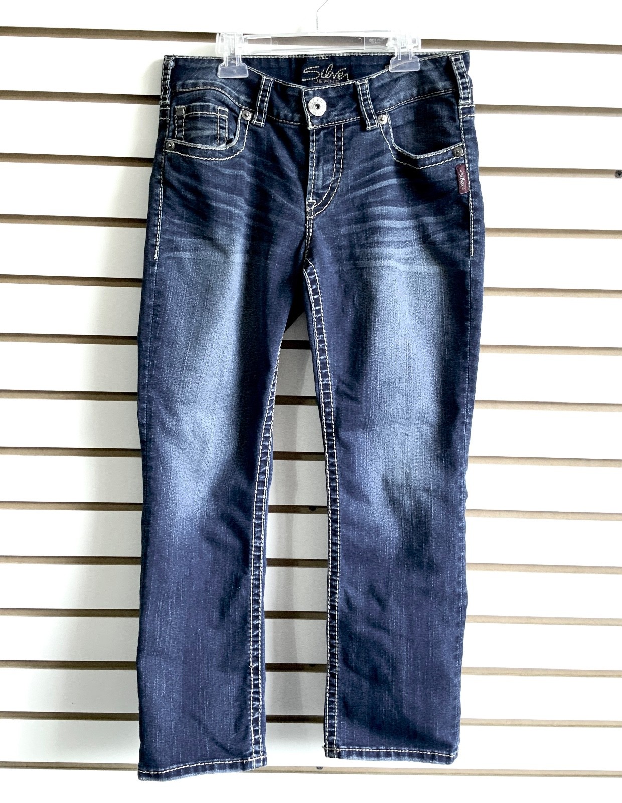 Vintage Women’s Silver Suki Capri Jeans Stitched Pockets Low Rise Size 29