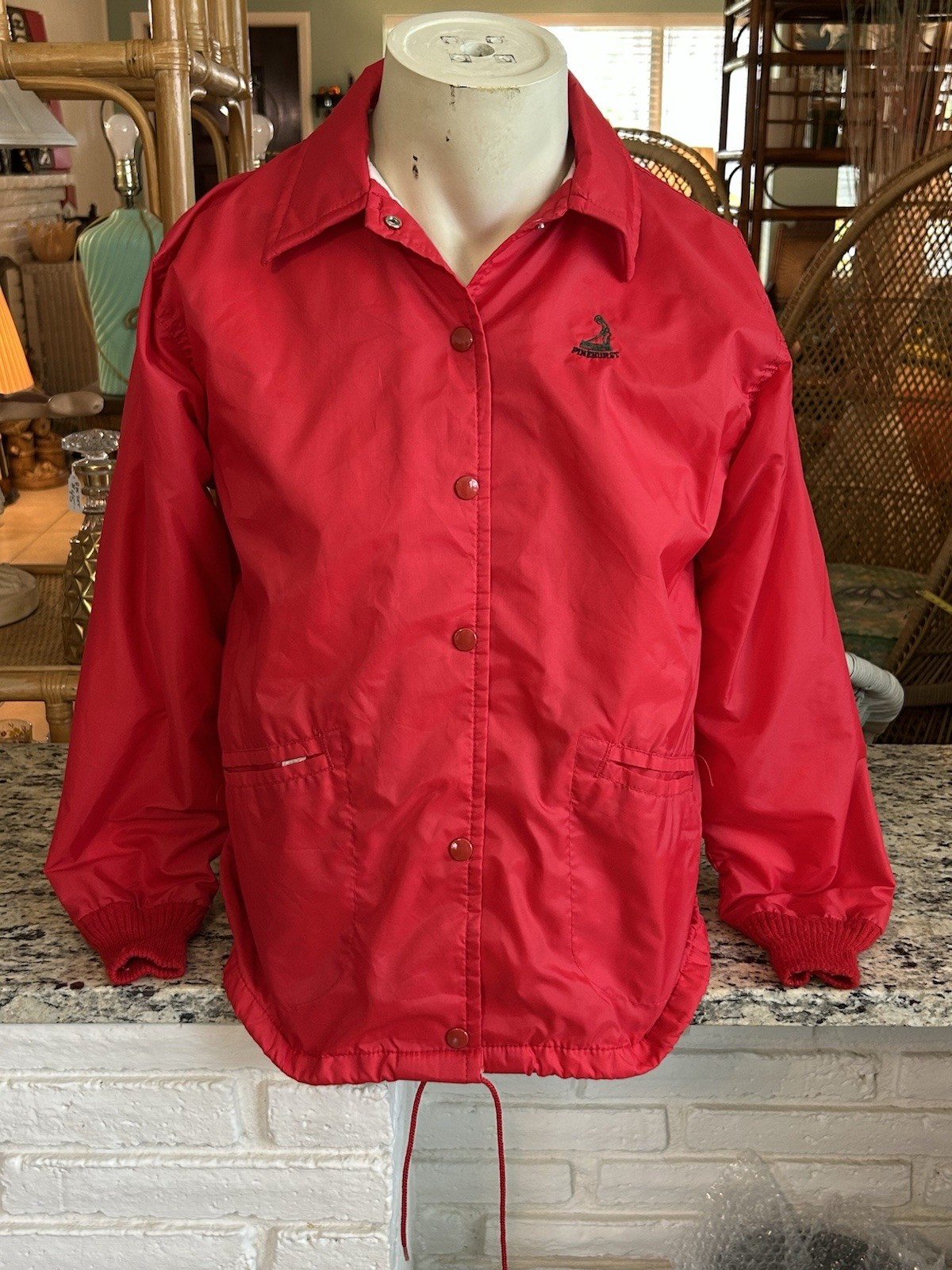 Vintage 80s Pinehurst Golf Course Resort NC West Wind Windbreaker Ladies M Red