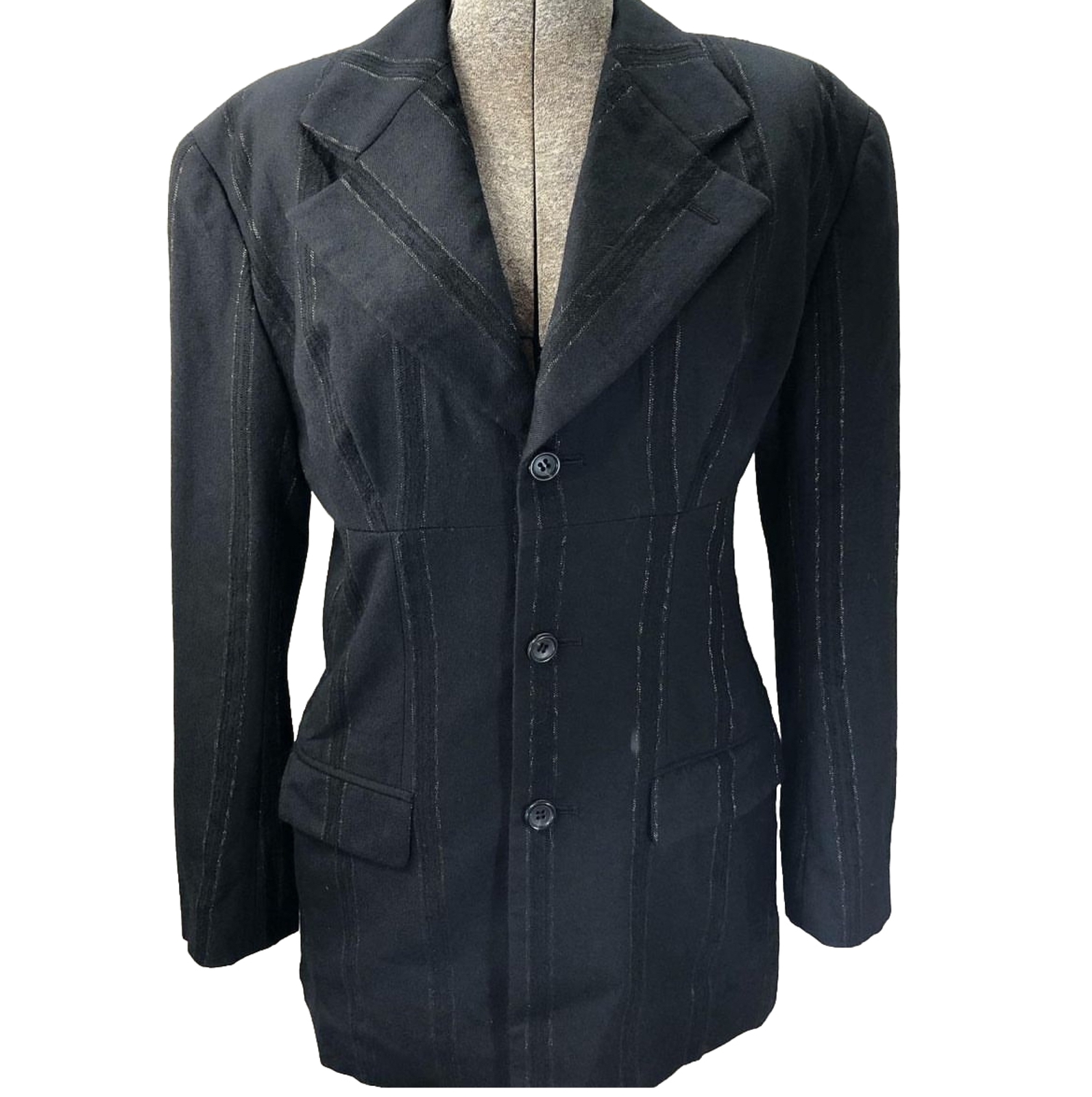 Vintage Women’s RARE COMME des GARCONS pinstripe Wool 3 Button Blazer Japan Med