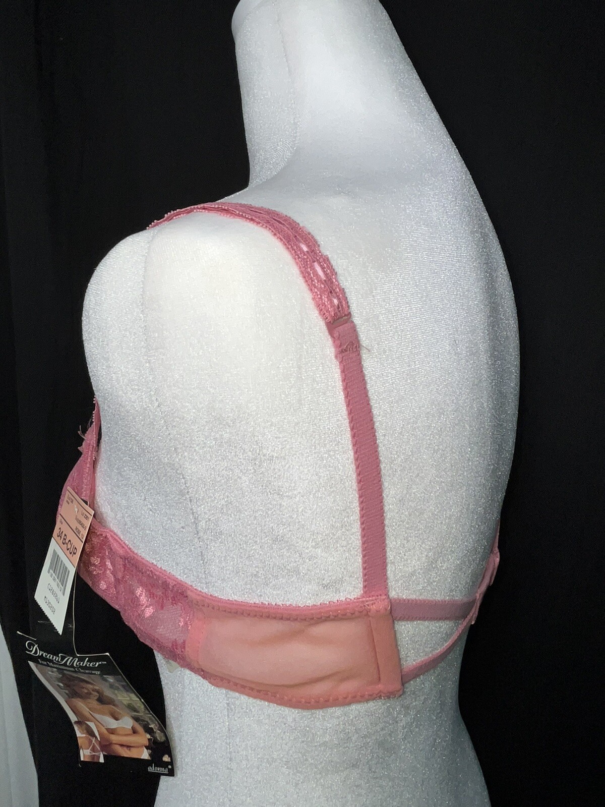 Vtg NOS Bra Push Up Padded Add Cup 80&rsquo;s ADONNA Dream Maker Mauve Pink 34b