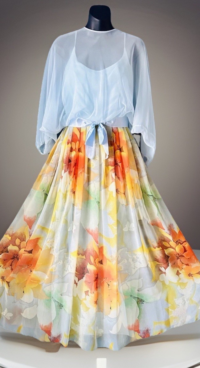 Vintage Sheer Top Floral Summer Maxi Dress Romantic Homemade Dreamy Boho Sweet