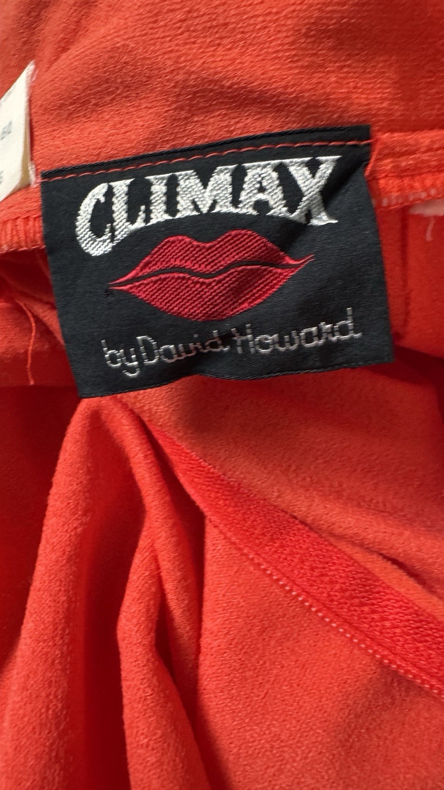 VTG Climax by David Howard Feather Neck Halter Dress Womens Size 5/6 Coral