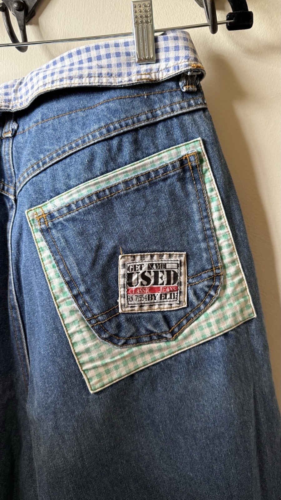 VINTAGE RARE Get Used Women’s Patchwork Barrel Jeans Modern sz 28 (vnt sz 32)