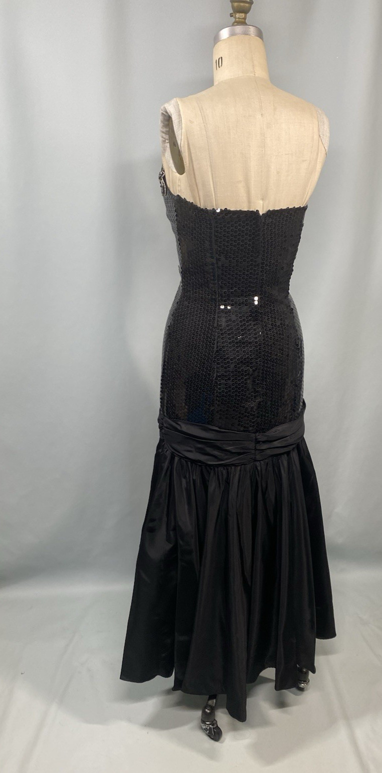 Vintage Dress SIZE EXTRA SMALL black sequin beaded NADINE sheath mermaid 80s 90s
