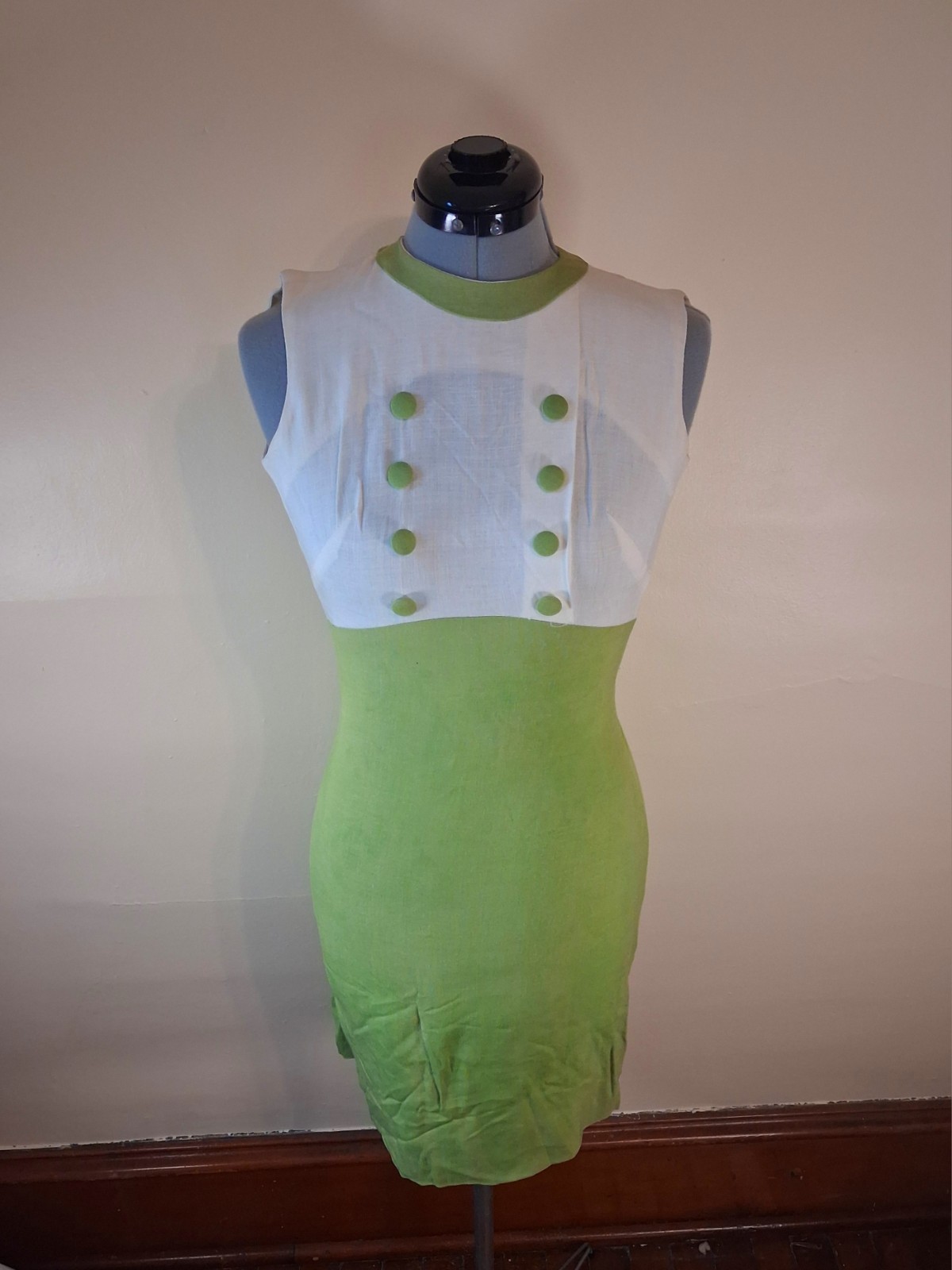Vintage 1960s Mod Gogo Dress, Tailored Pencil/wiggle Colorblock Dress Sz XS