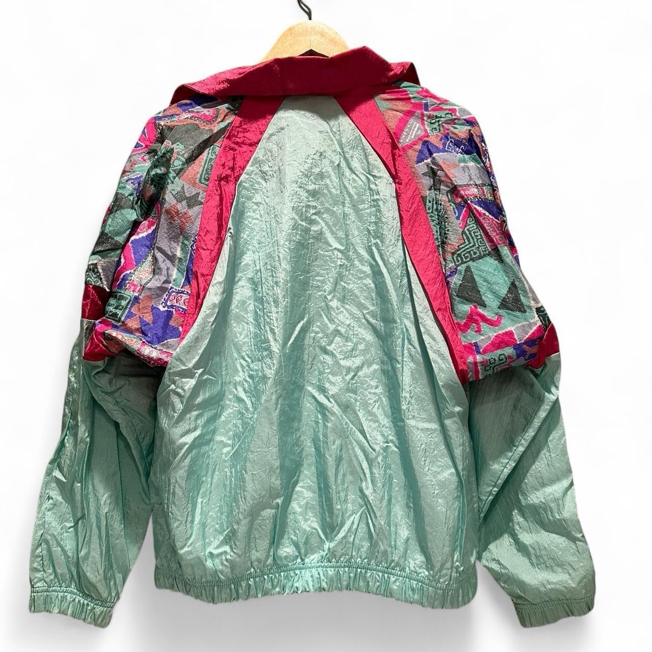 Vintage Sergio Tacchini Colorblock Windbreaker Jacket 80s Aqua Pink Nylon Track