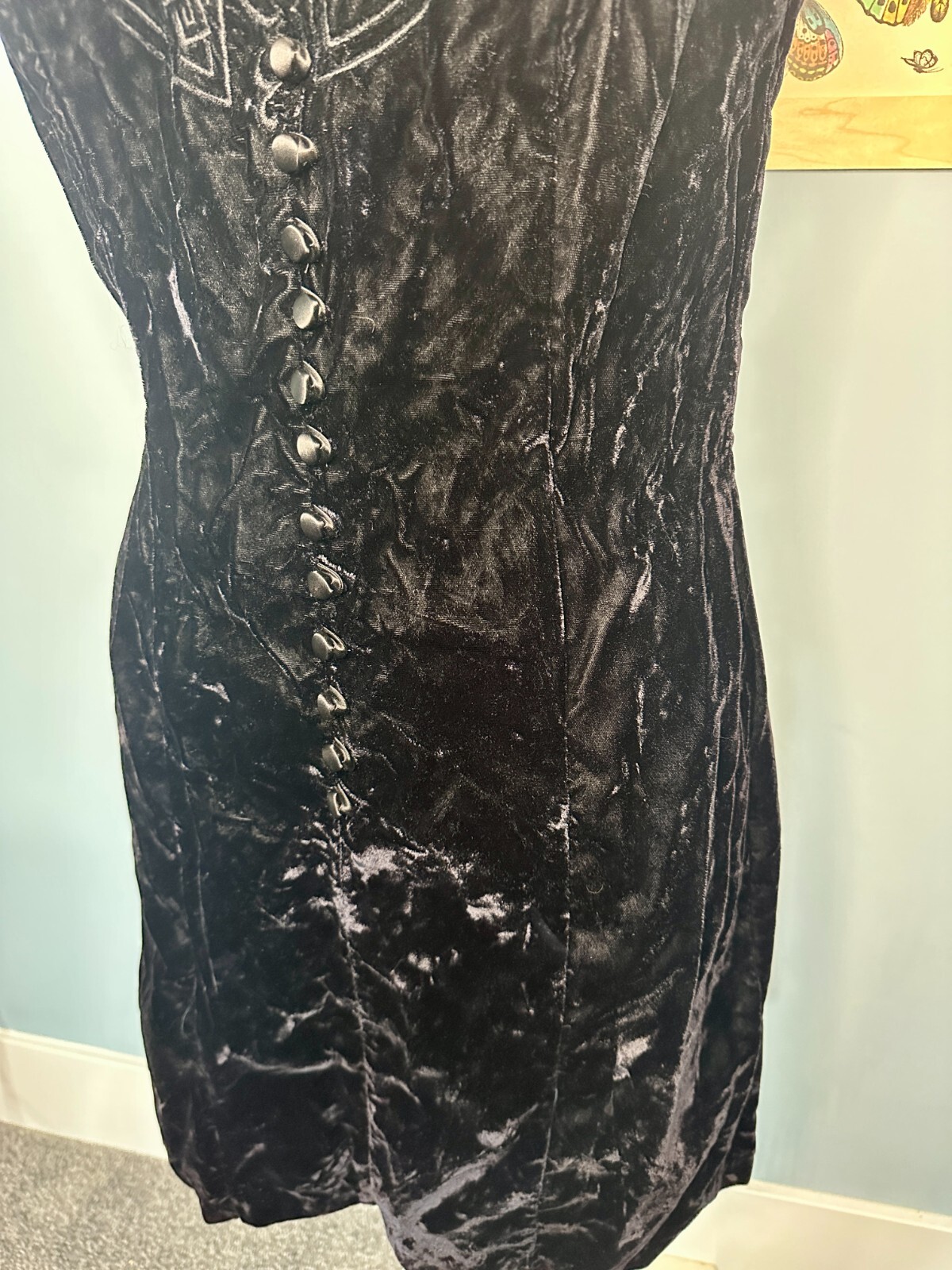 L.A. Glo Velvet Mini Dress, Asian Inspired Symbol, Vintage Dress, 1990s 1980s