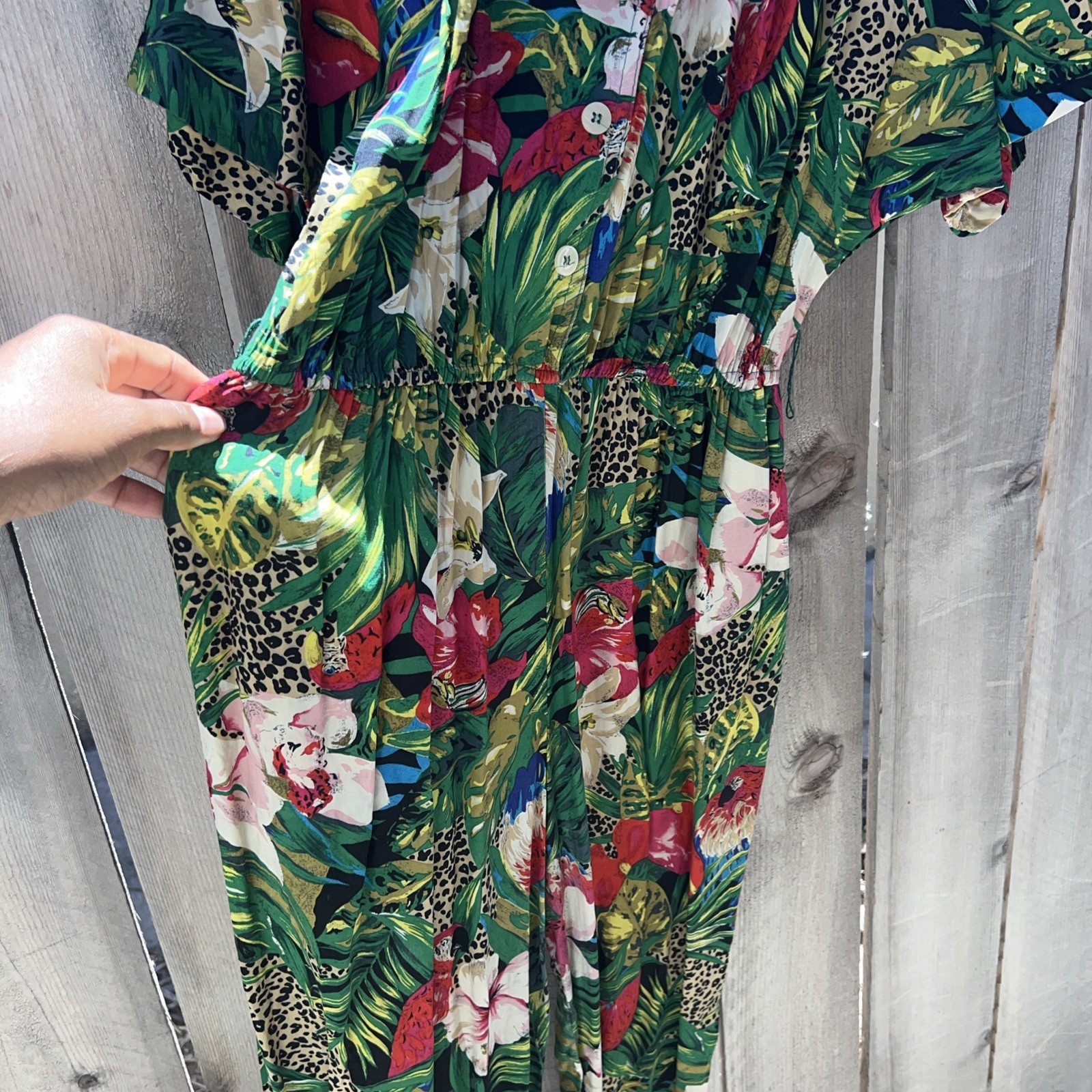 Vintage Carole Anderson Tropical Jumpsuit Viscose SZ 9/10 S/M Pants