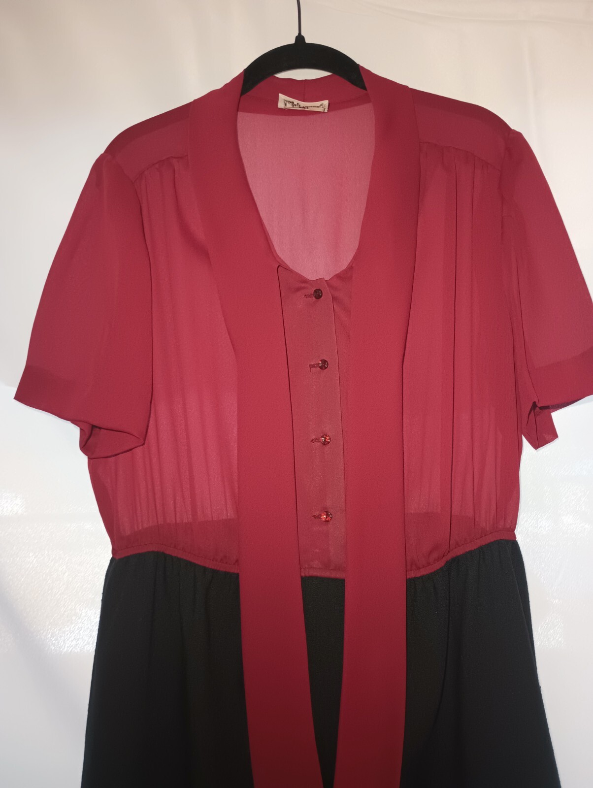 Leslie Pomer – Size Women&rsquo;s 18 – Burgundy – Black – Dress – Vintage