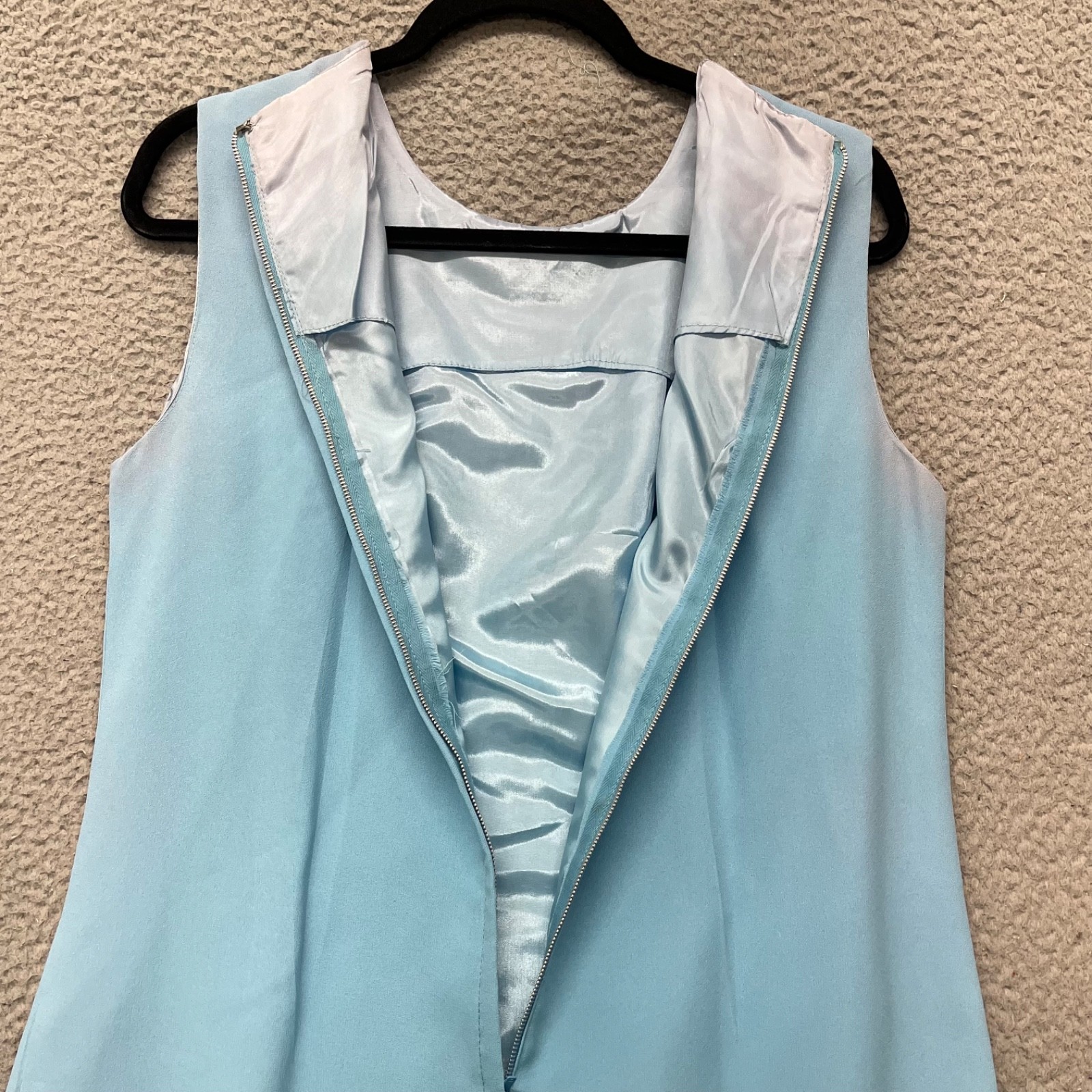 True Vintage Dress Womens 16 Baby Blue Lace Shift Sheer 60&rsquo;s 70&rsquo;s Retro Wedding