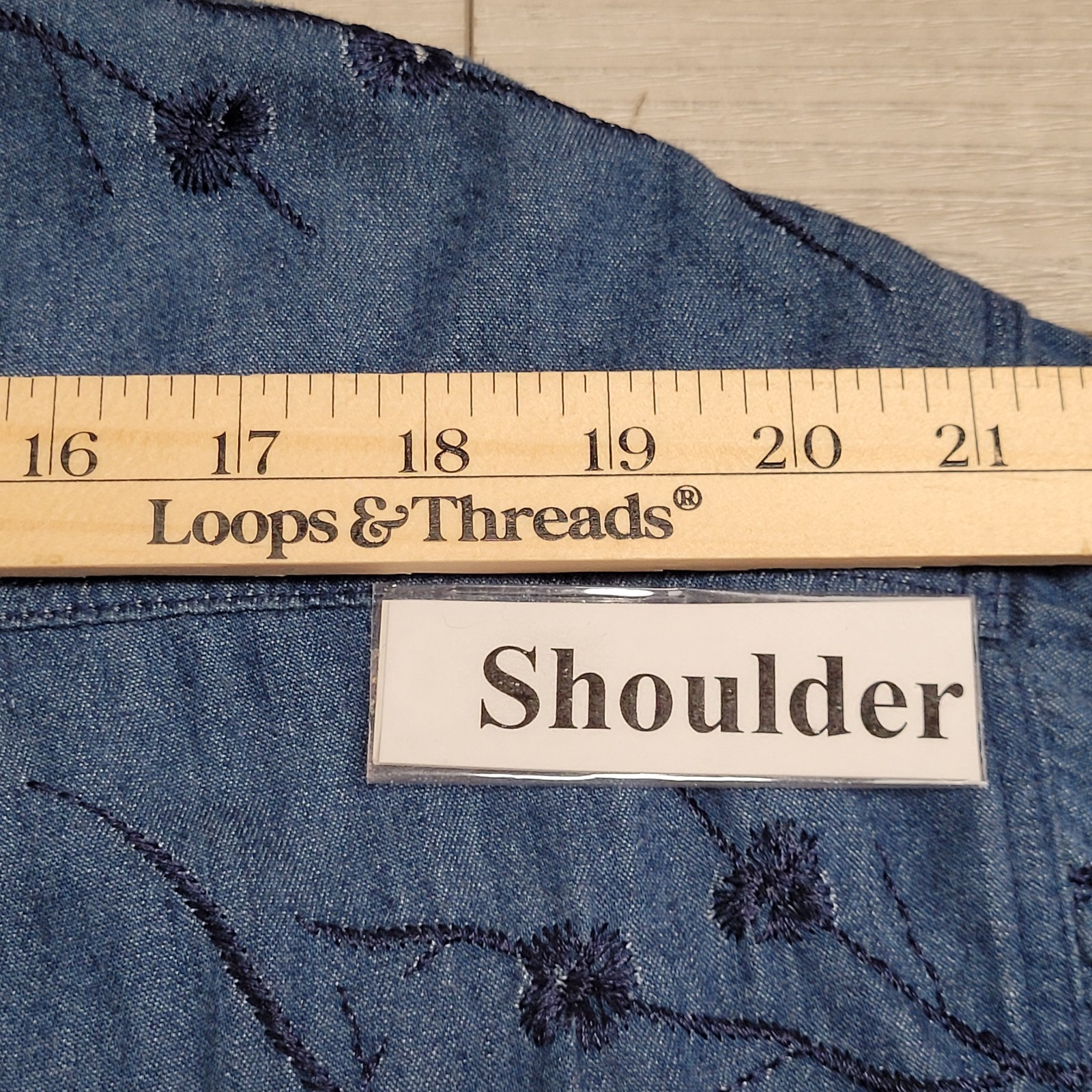 Vintage Gene Ewin BIS Shirt Womens M Wrinkled Rich Denim Embroidered 90&rsquo;s USA
