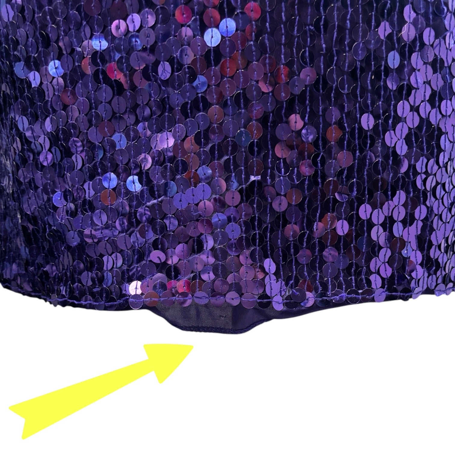 Vtg 90s Purple Sequin Open Back Mock Neck Cocktail Dress Size 10 Disco Glam Luxe