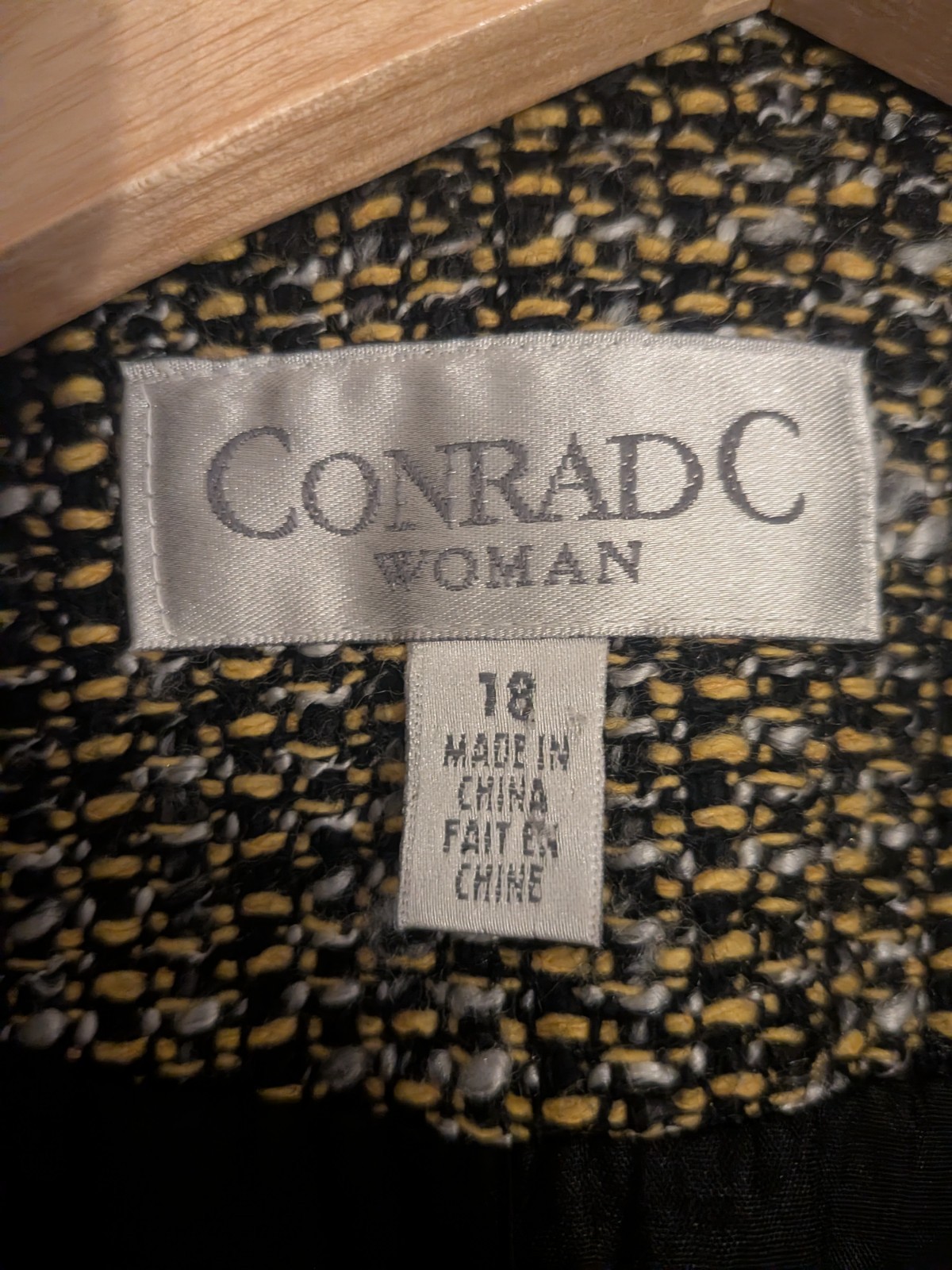 90s Vintage « Clueless » Conrad C Tweed Fringe Blazer Jacket – Size 1XW / 18W