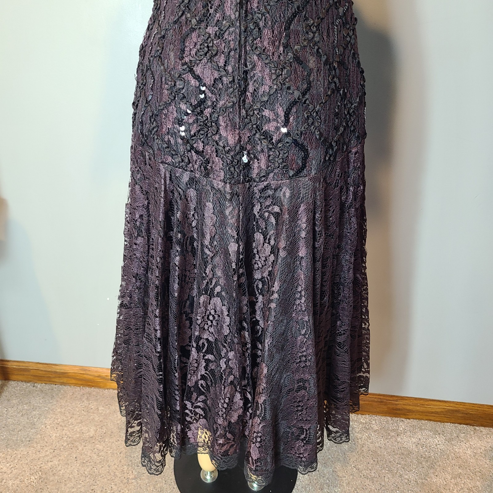 VTG Drop Waist Dress lace Sequin Flapper Art Deco Romantic 1920 Fairy Whimsigoth