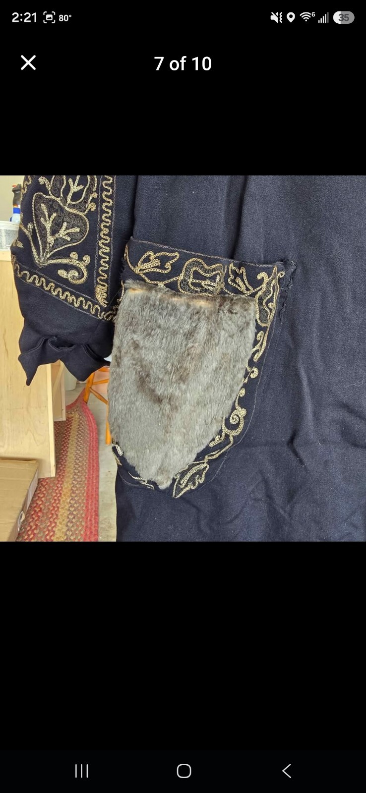 Antique Opera Evening Coat Embroidery Real Fur Detail