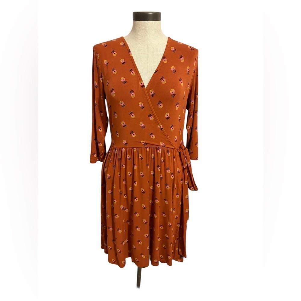 Matilda Jane Wonderment Isn&rsquo;t It Lovely Dress size Small Faux Wrap Floral Rust