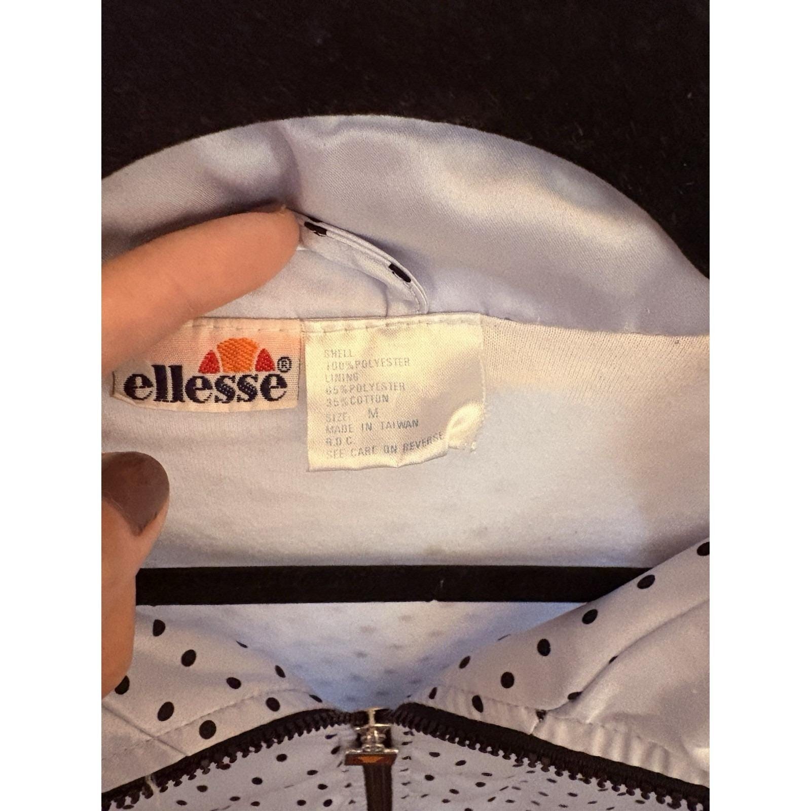 Vintage Ellesse Jacket Medium Blue Satin Polka Dot 80s Retro Streetwear Costume