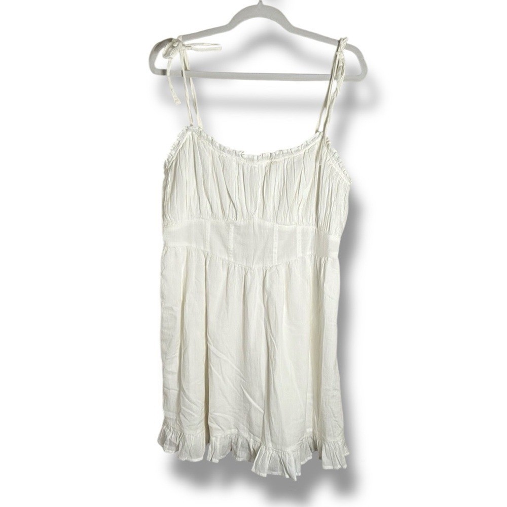 NWT Aerie Corset White Cotton Mini Dress Size Large Bridal Bachelorette