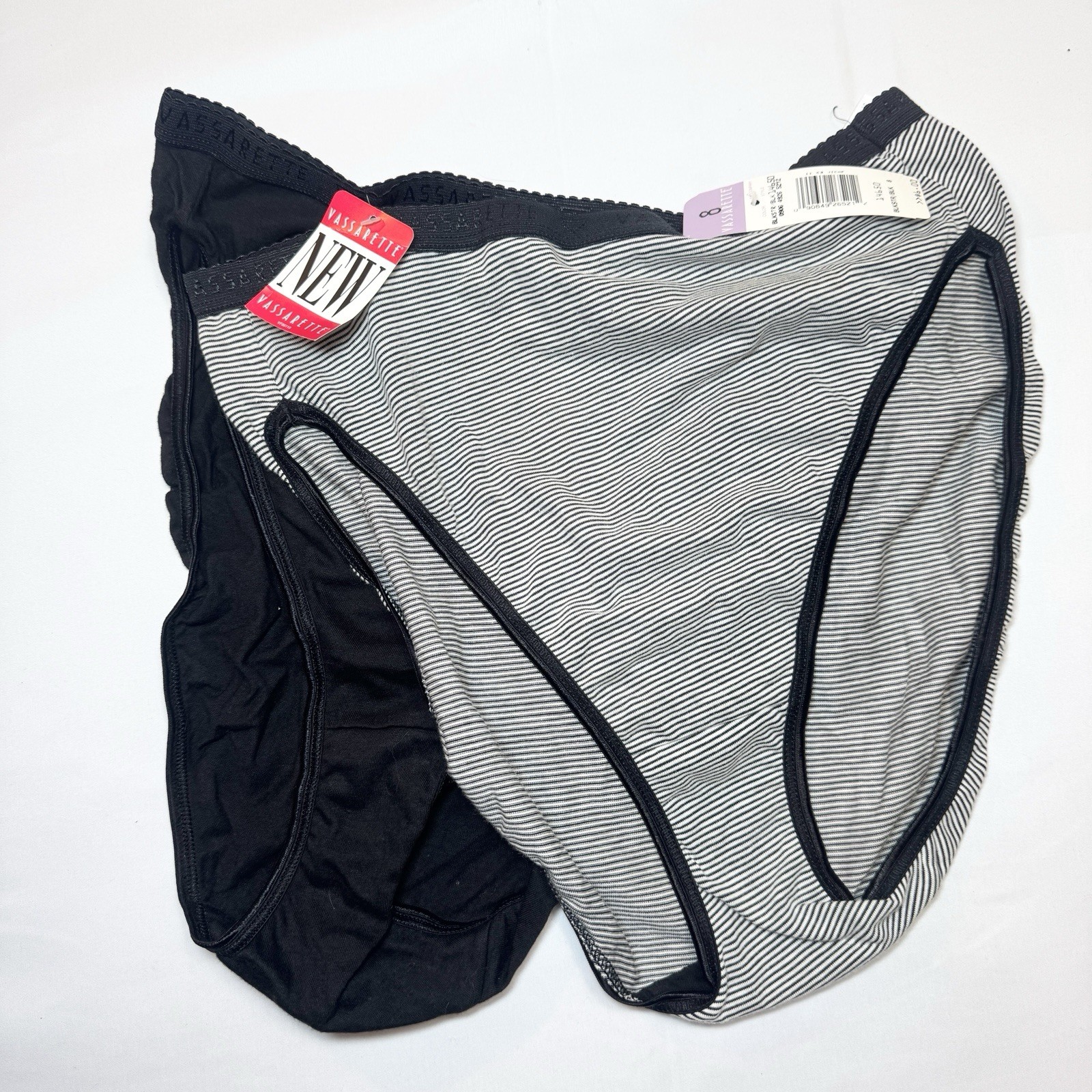 Vintage Vassarette High Cut Panties Size 8 Brief Cotton 2 Pack Y2K NOS French