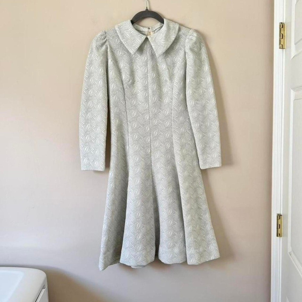 Vintage 60s medium silver metallic mini dress peter pan mod skater circle gray