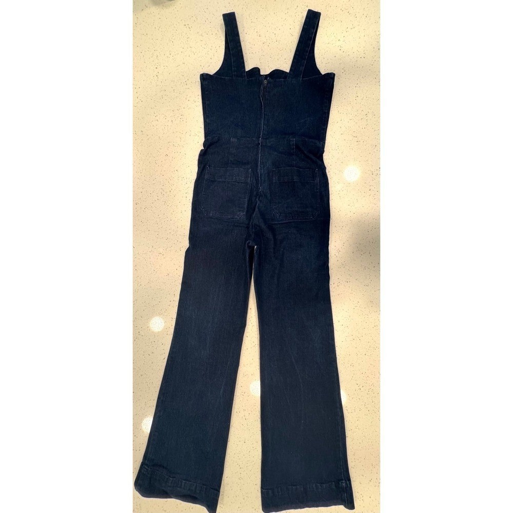 Voodoo Vixen « Everly » Dark Blue Denim Wide Leg Overall Jumpsuit – Retro/Pinup