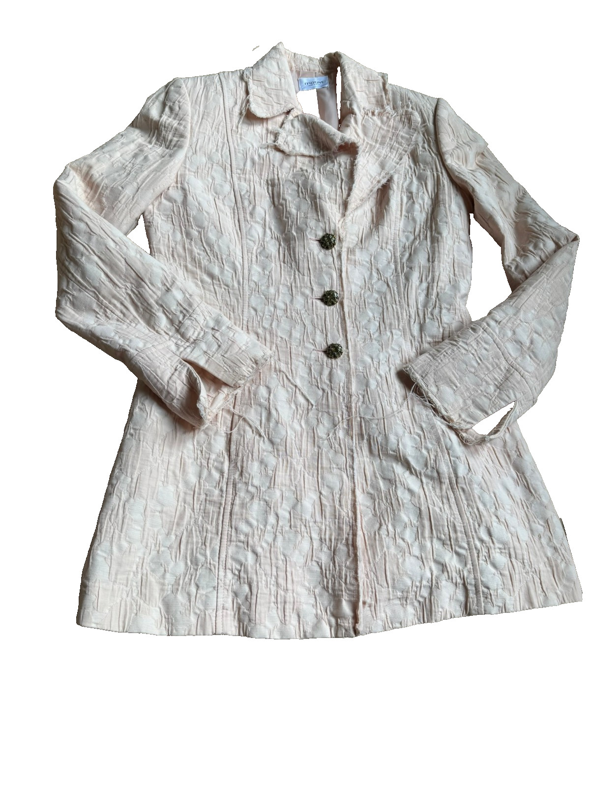 Soft pink brocade jacket with glitter buttons & belt – shabby chic size 40/42
