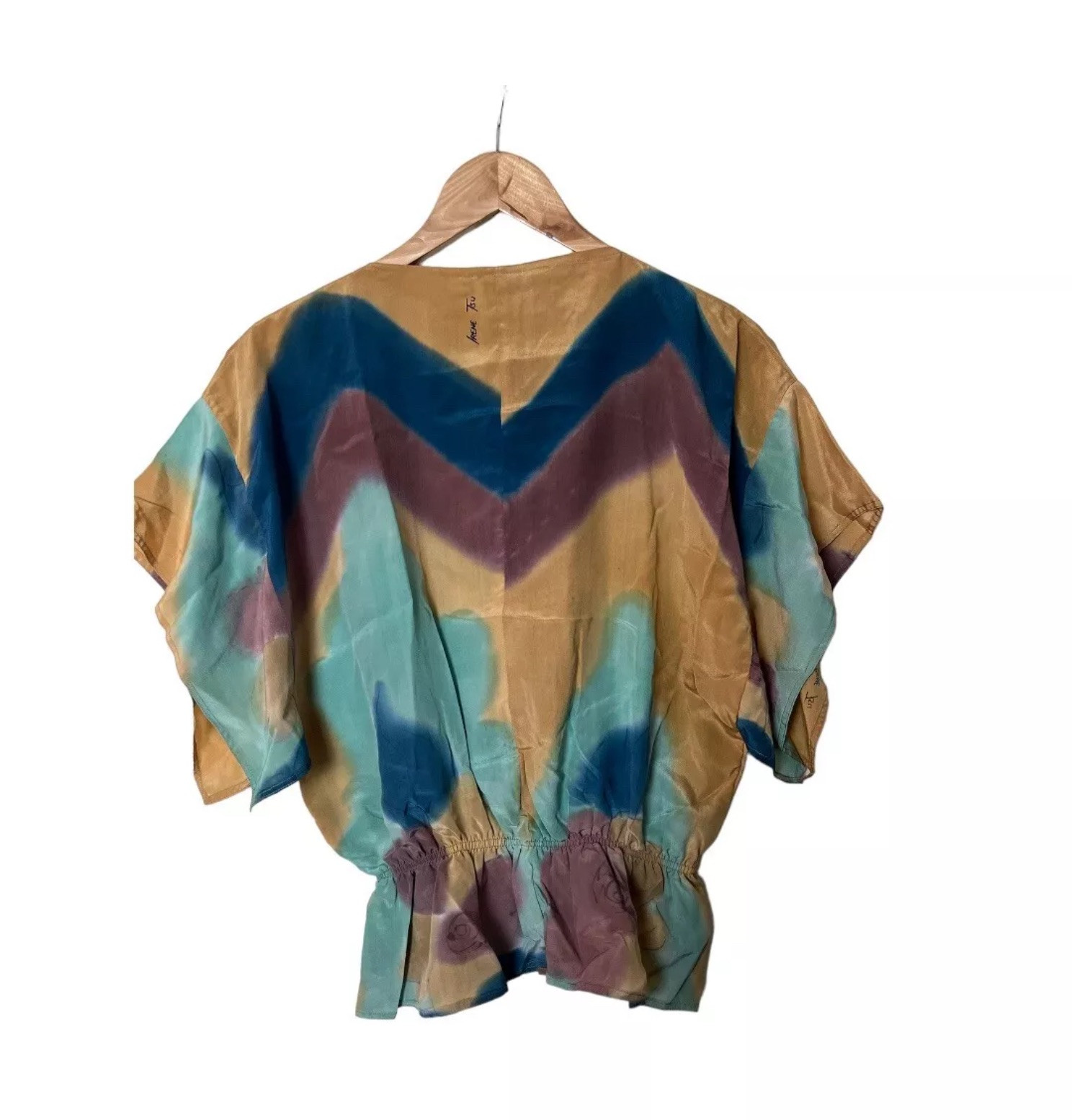 Vintage 80s 90s Irene Tsu Art To Wear Silk Hand Dyed Top S 1533