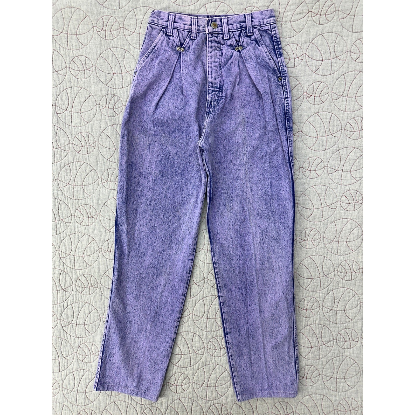 80s Wrangler Jeans Purple Acid Wash Pleated High Waist / Womens Size 9 (24×29&Prime;)