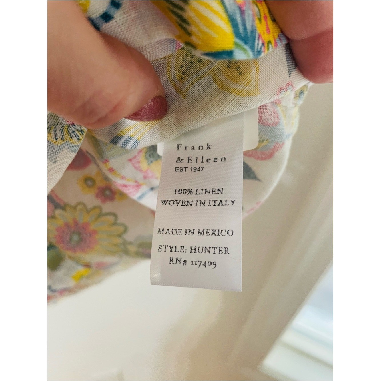 Frank and Eileen Floral Linen Hunter Step Hem Shirtdress Size XXS
