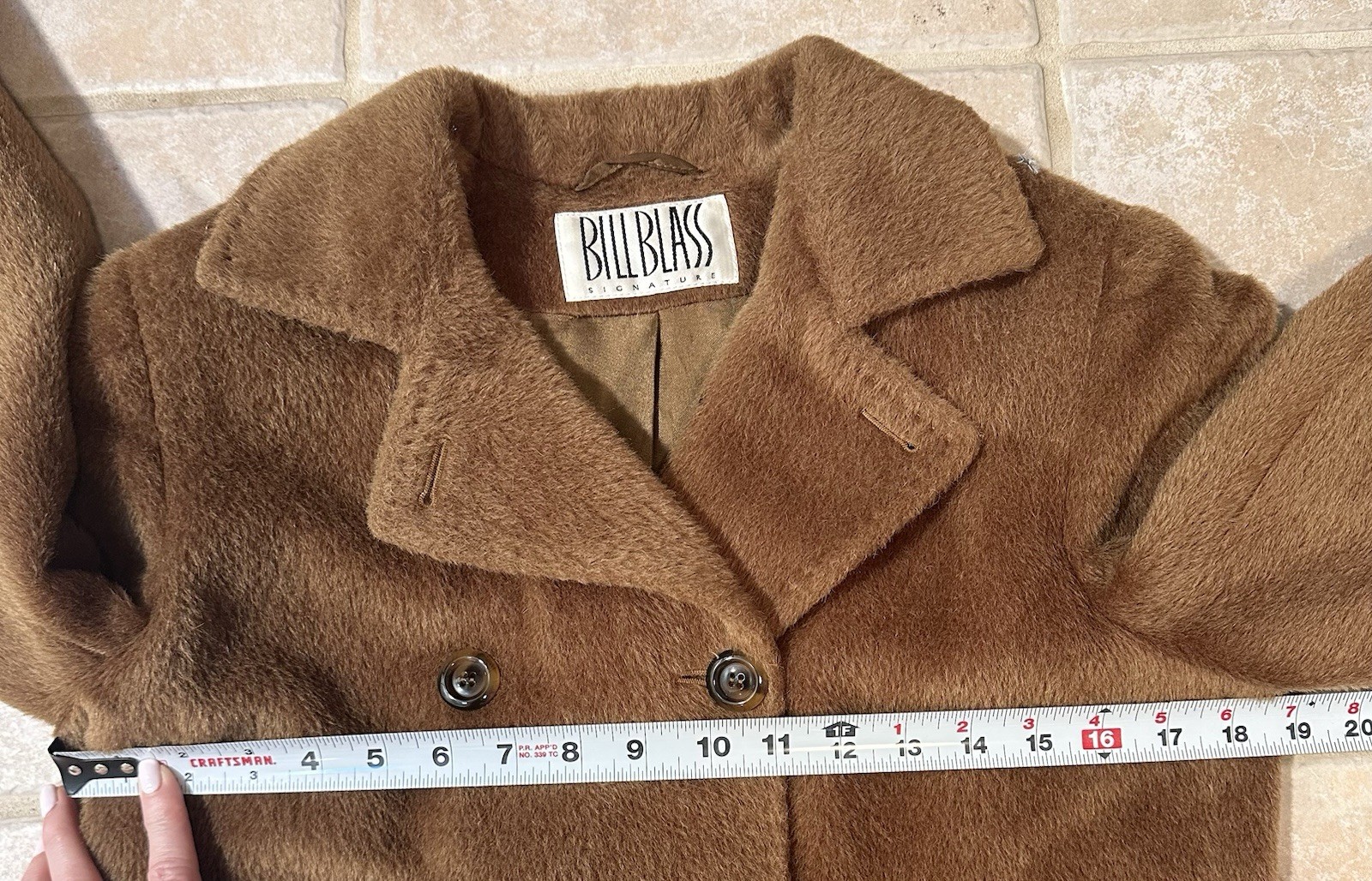 VTG Bill Blass Baby Llama Fur Coat 4 Mid Length Jacket Brown Quiet Luxury Cozy