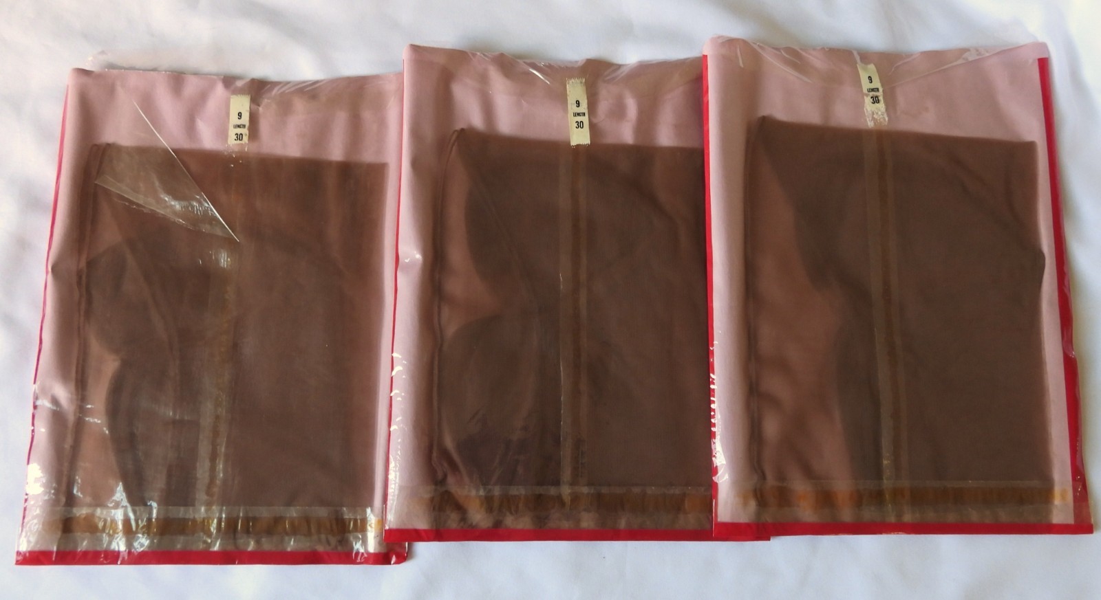 3 Pair NOS Vtg Schiaparelli FF Cuban Plain SEAMED Silky Nylon STOCKINGS sz 9 30&Prime;