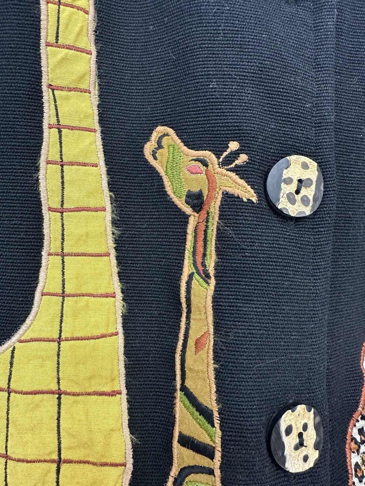 VTG Daniel K Giraffe Jacket Womans Black Artsy Safari Animal Novelty S READ