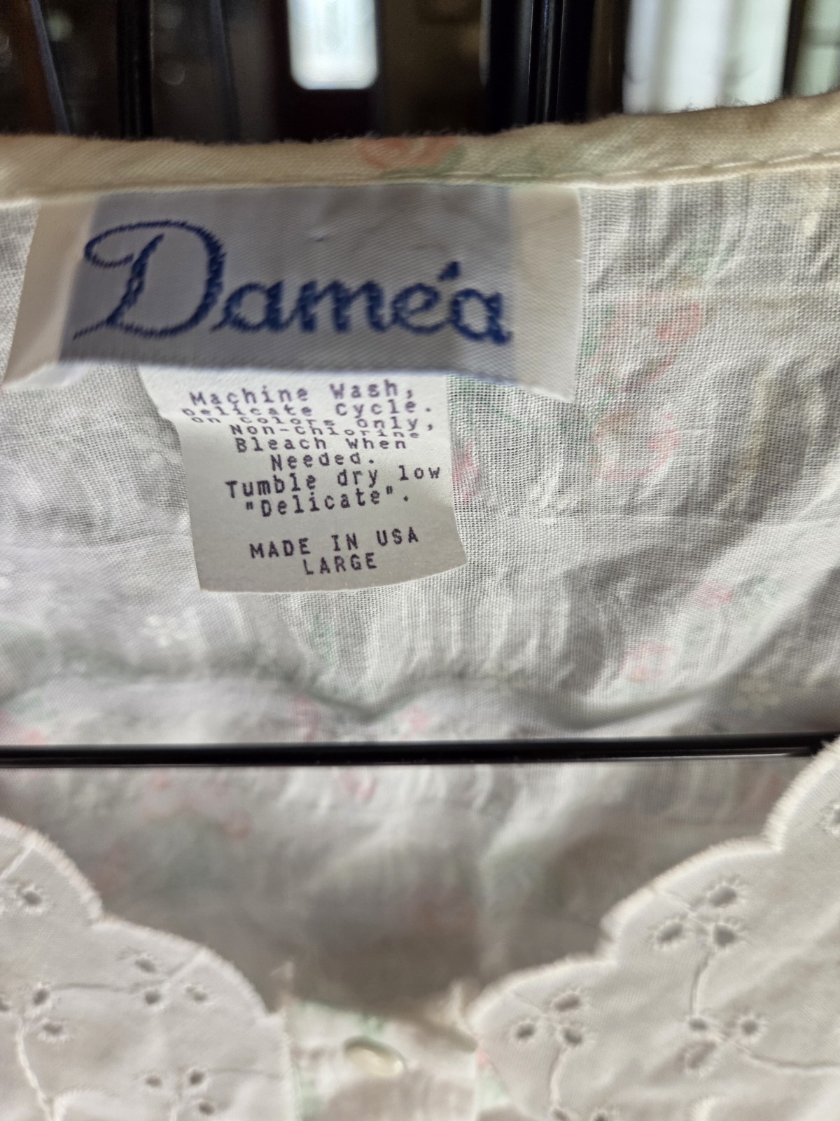Vintage Damea Pastel Cotton Polyester Seersucker Housecoat w Snap Closure Sz L