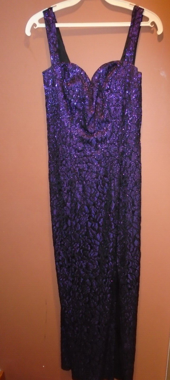 VINTAGE 1980&rsquo;S ALFRED ANGELO PURPLE METALLIC TAFETTA LONG DRESS SIZE 5/6