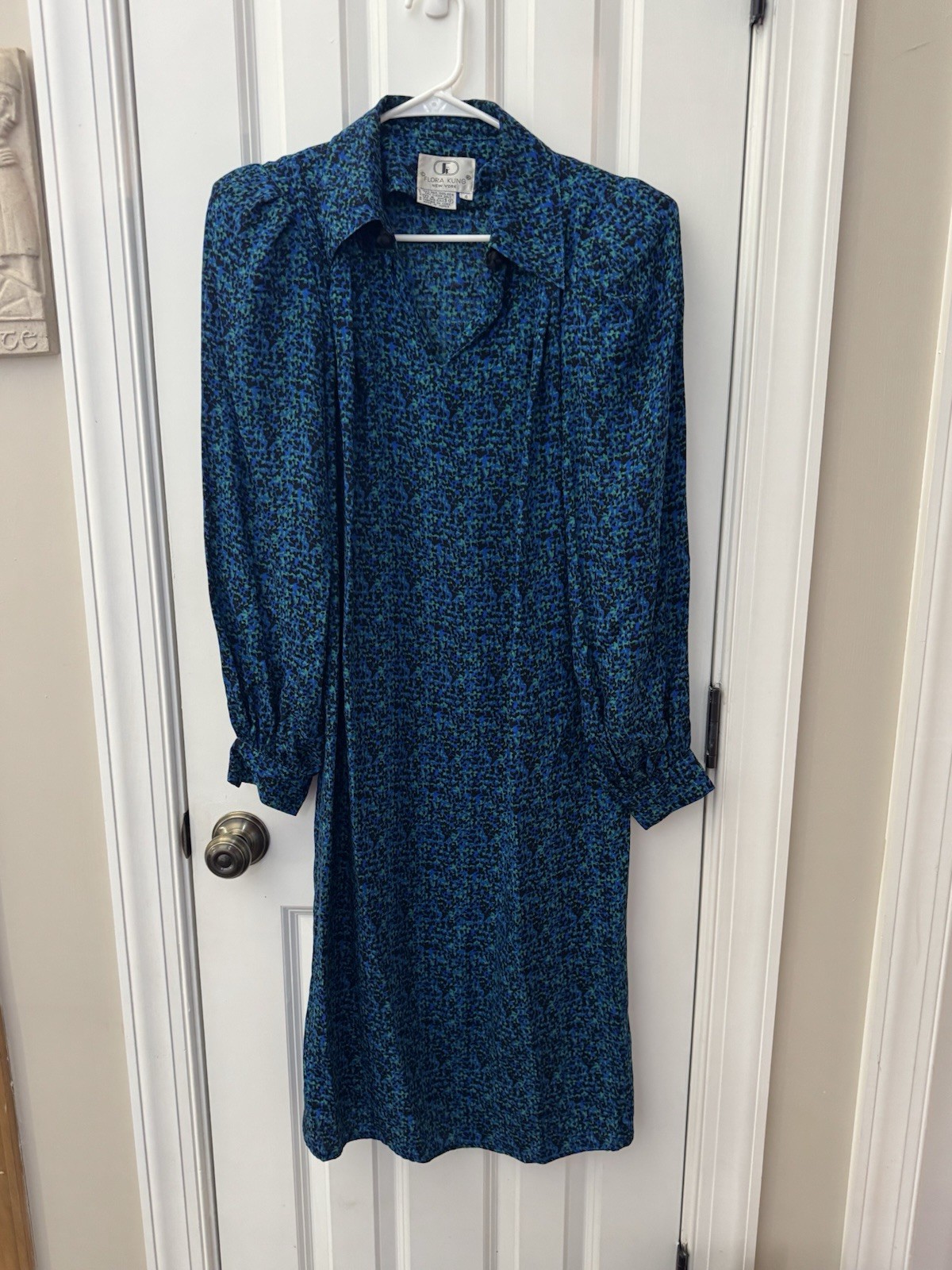 Flora Kung New York 100% Silk Dress Size 4 Vintage 90s Y2K Blue iconic