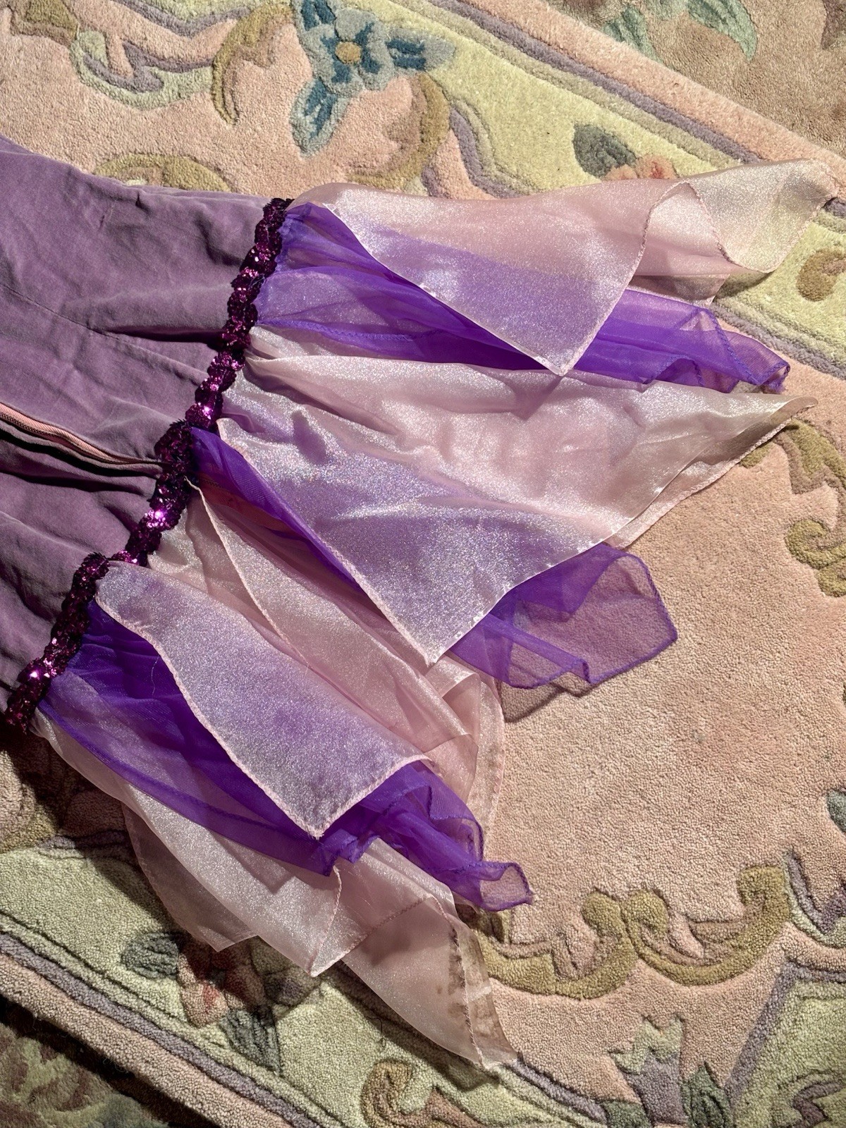 1960s/70s Lavender Velvet Sequin Stage Costume Dress, Size S-M