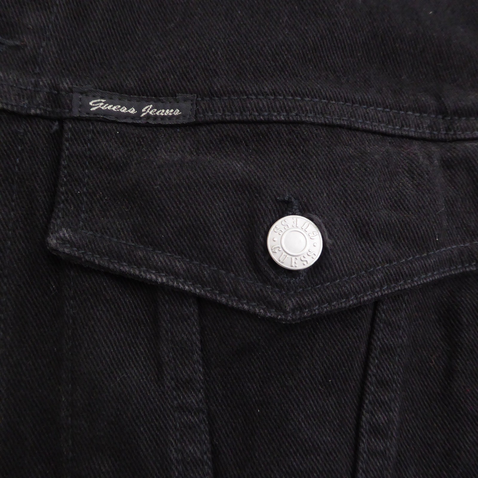 Guess Womens Denim Jacket Black Vintage Made in USA 90s Style 39849 Large