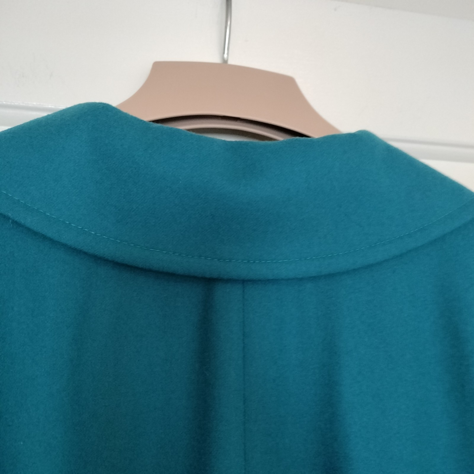 Vintage 1970s Pendleton Virgin Wool Lined Teal Trench Coat Women&rsquo;s 16