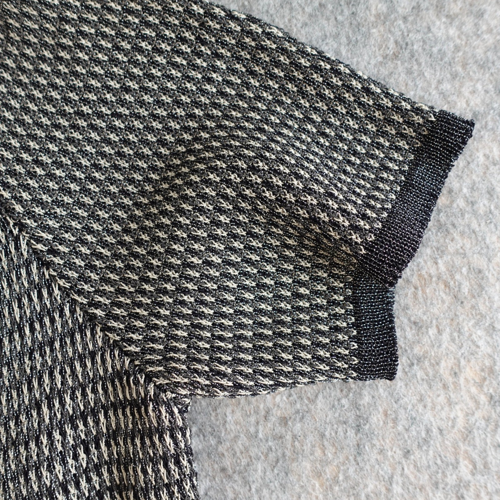 Vintage 90s Emanuel Ungaro Top M Black Metallic Knit T Shirt Mesh Net Grunge
