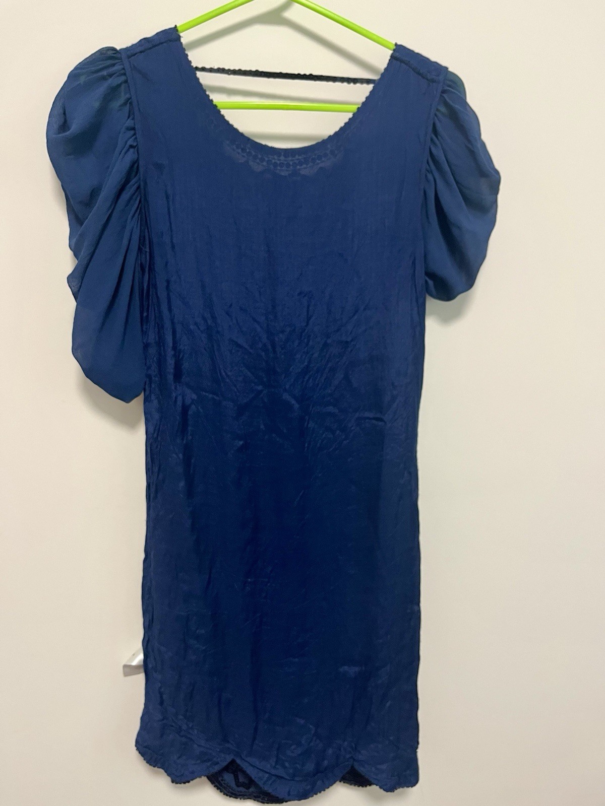 Vintage 1920s Style Silk Flapper Dress Beaded Sequin Gatsby Party Blue XS UK 8