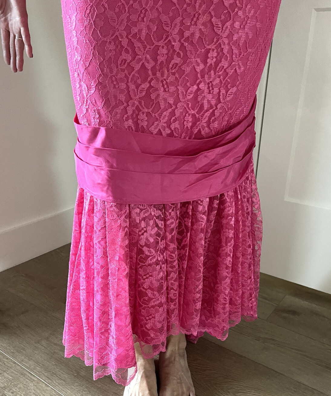 Vintage ILGWU Lace Overlay Dress, Sz 18, Special Occasion, Party, Statement