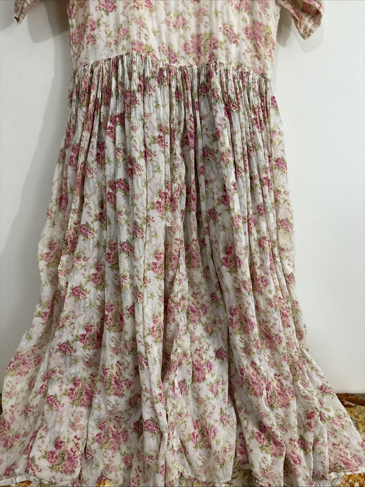 Vintage Sita Cotton Floral Maxi Dress Medium Cottagecore Boho Button Front