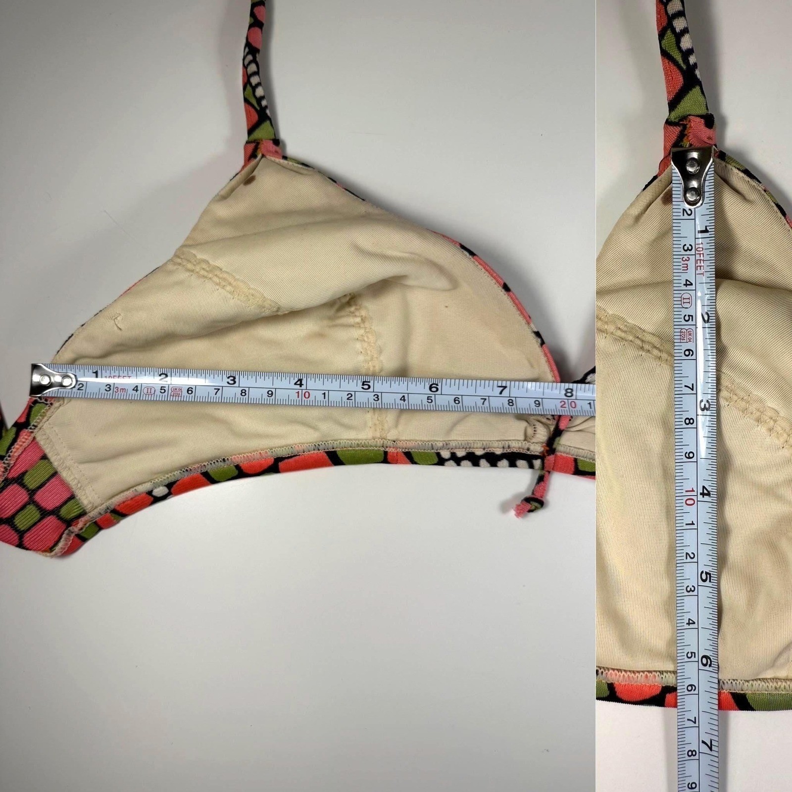 Vintage 1960s Vassarette Bikini Top Mod Print Nylon Bralette, Size 32A (XS)