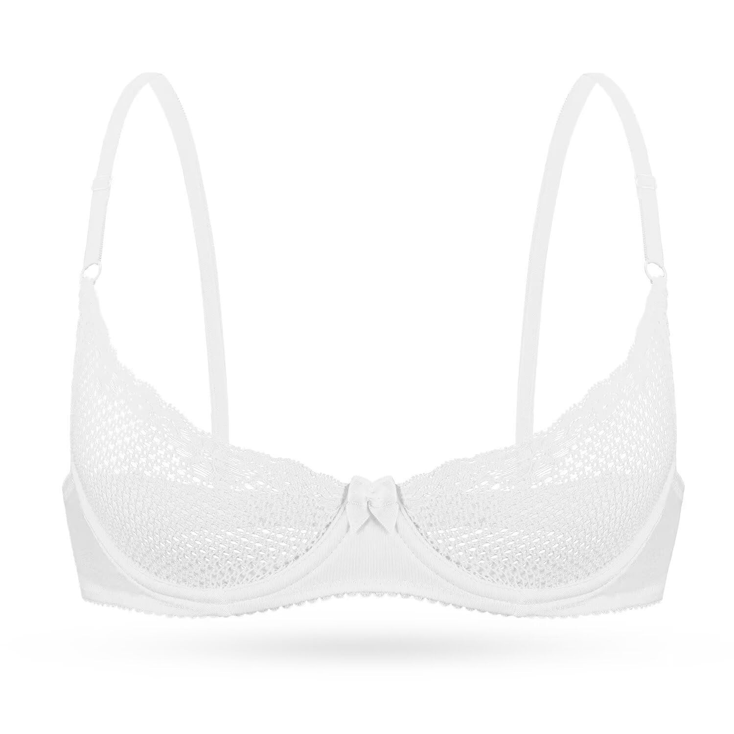 Wingslove Women&rsquo;s See Through Lace Balconette Sexy Unlined Demi Cup Underwire…