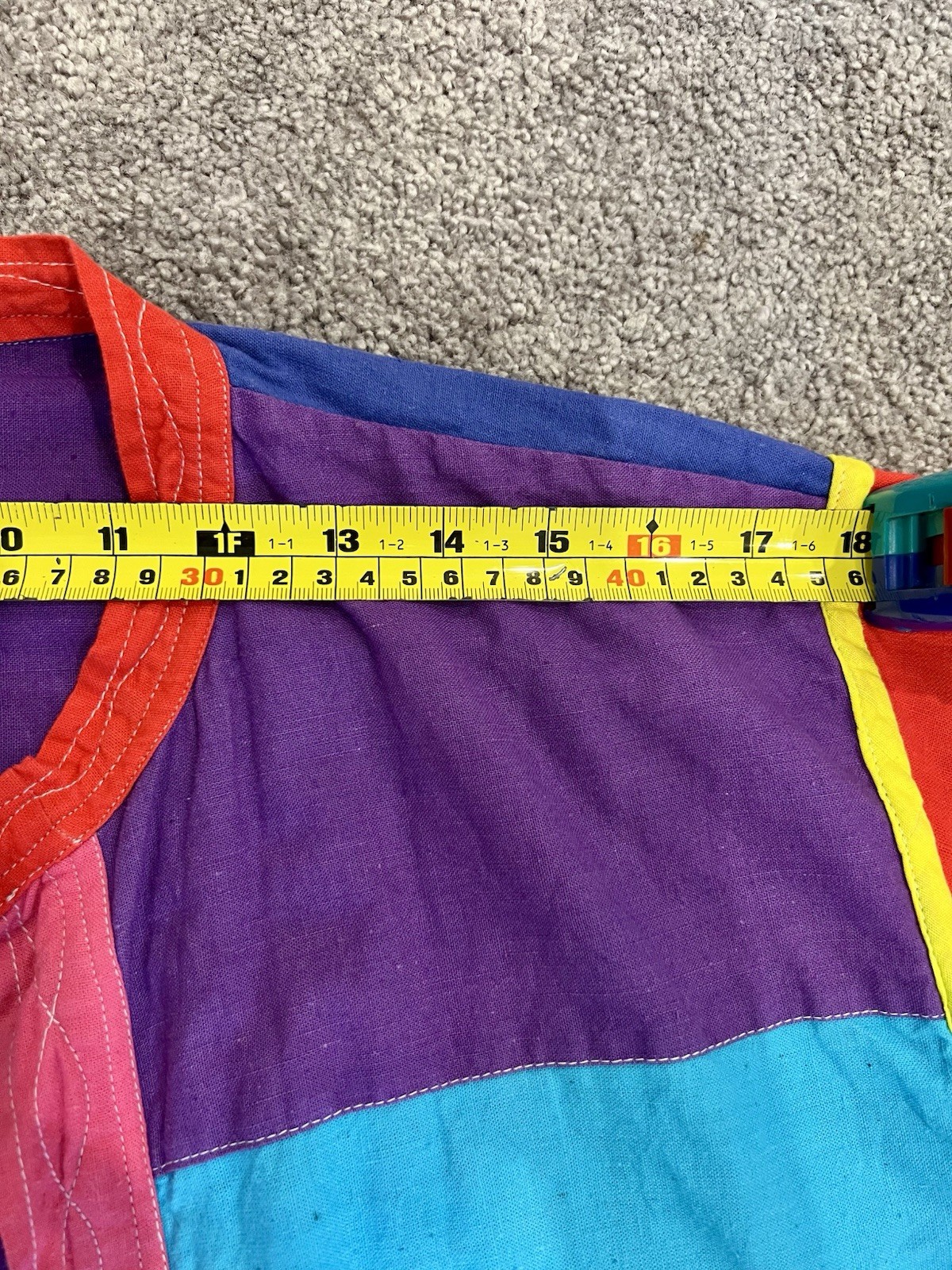 Vintage Handmade Retro 2-in-1 Reversible Patch Color Block Jacket Robe Size M/L.