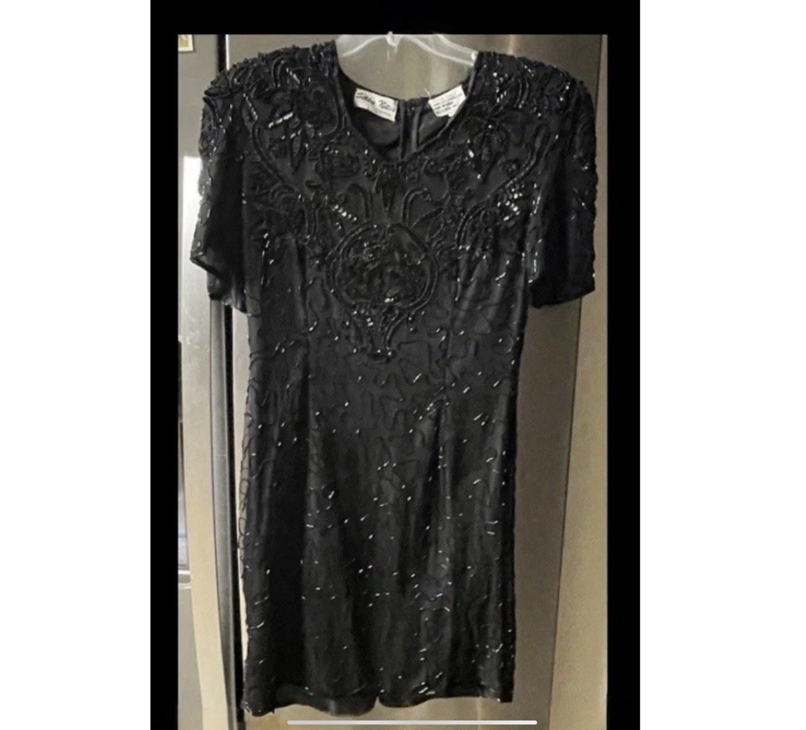 Silky Nites 90’s Vintage Women’s Size Petite Large Black Elegant Beaded Dress