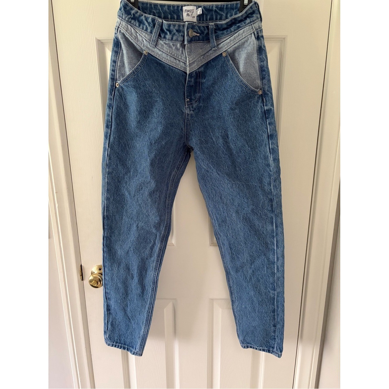Princess Polly VINTAGE TWO-TONE HIGH WAIST STRAIGHT JEANS
