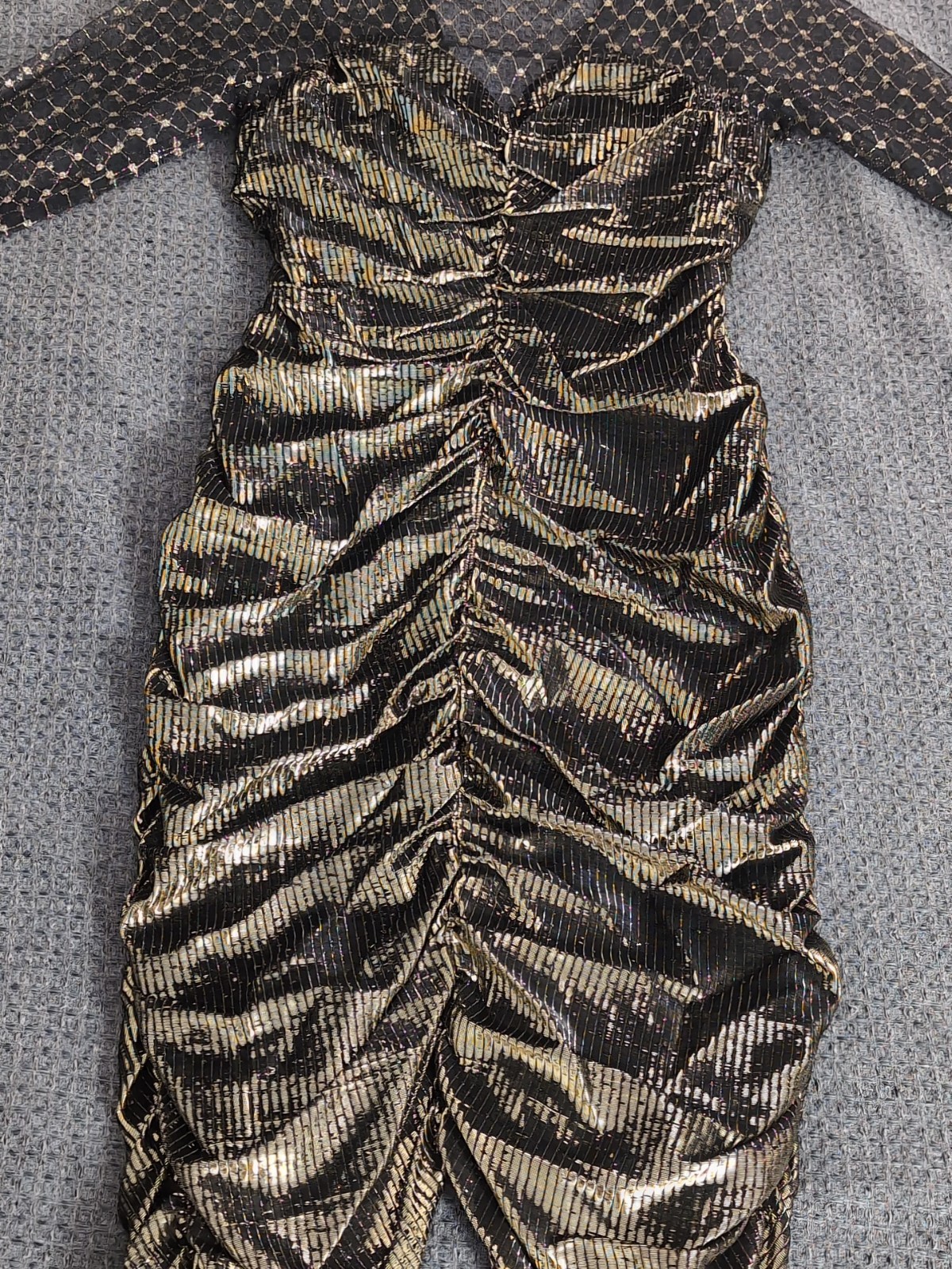 Vintage New Leaf By Samir Metallic Gold Mesh Shimmery Cocktail Party Dress 11/12