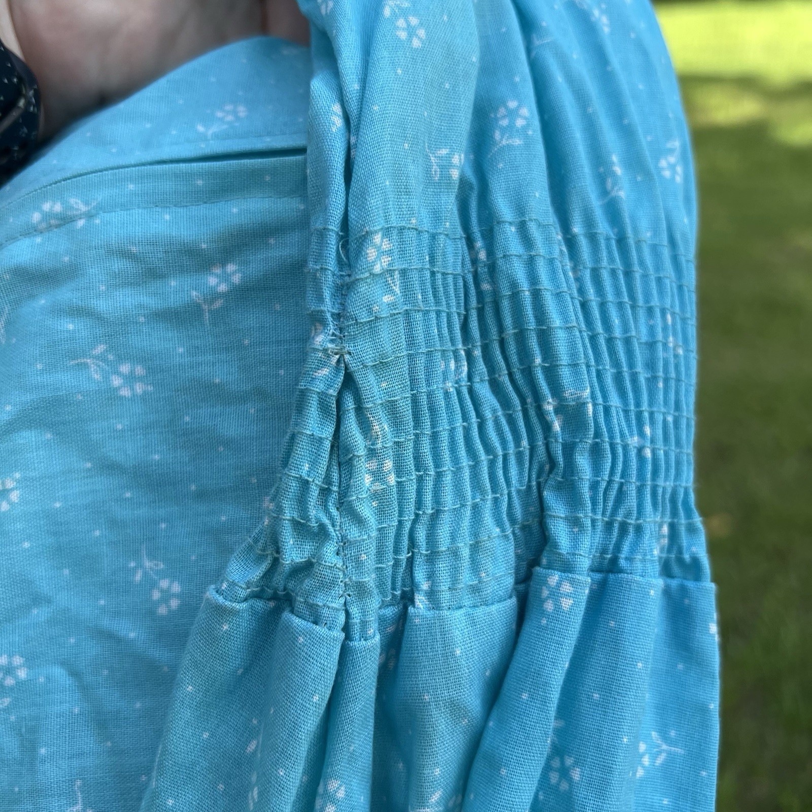 Vintage Partners Please Malco Modes Square Dance Dress Floral Blue Lace Size 14